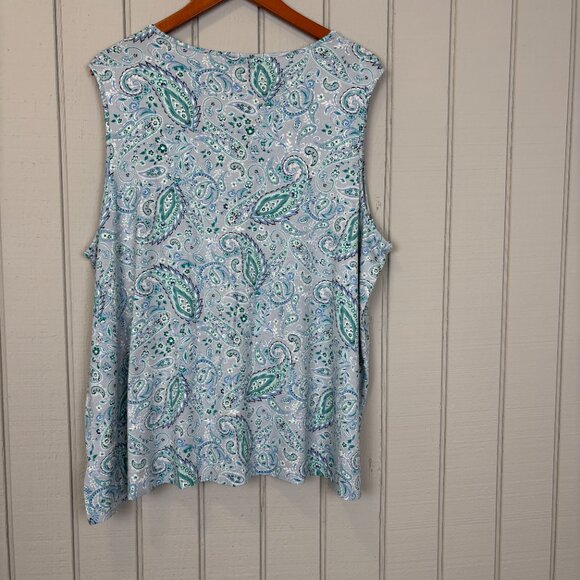 NWT J JILL WOMEN'S Blouse A Line PAISLEY-STRETCH- sleeveless Size 3X - Picture 3 of 7